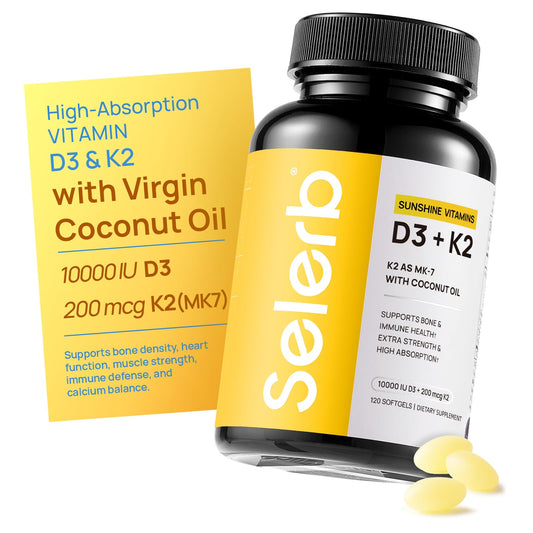 Suplemento Selerb vitamina D3 K2 con aceite de coco 120 cápsulas