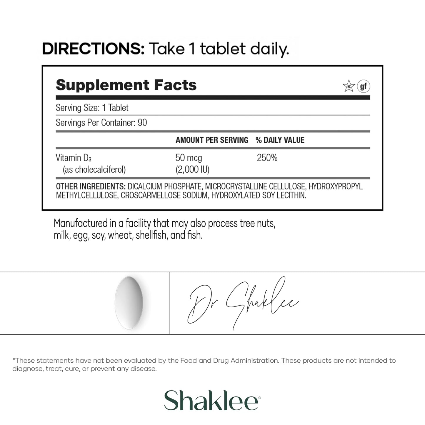 Suplemento Shaklee Vitamina D3 2000 IU para huesos fuertes
