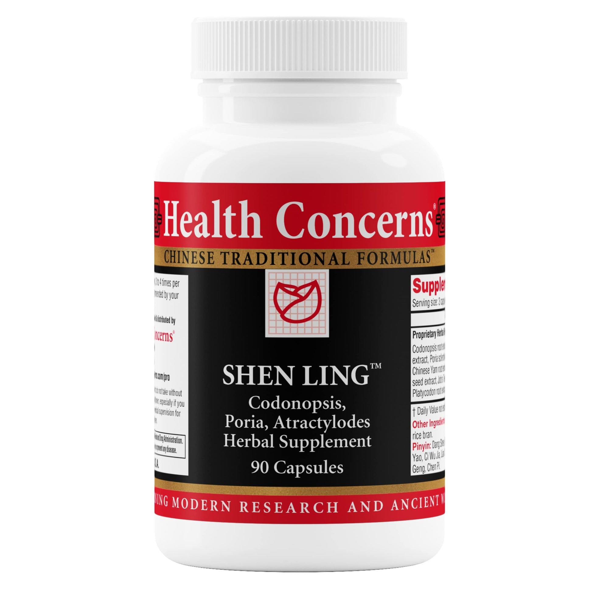 Botella de suplemento Shen Ling de Health Concerns, 90 cápsulas para salud digestiva