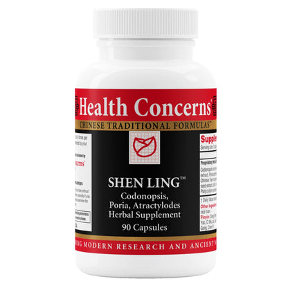 Botella de suplemento Shen Ling de Health Concerns, 90 cápsulas para salud digestiva