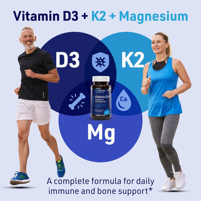 Suplemento sin aditivos con vitaminas para huesos fuertes y sistema inmune