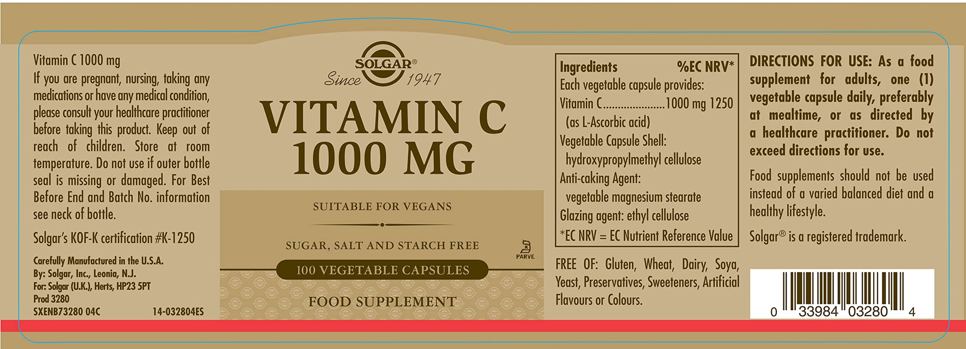 Suplemento solgar quercetina ester-c plus paquete 100 cápsulas