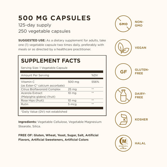 Suplemento Solgar vitamina C no ácido para estómago sensible