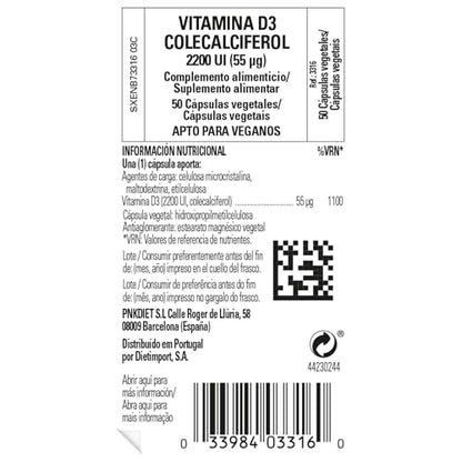 Suplemento Solgar Vitamina D3 2200 IU envase frontal