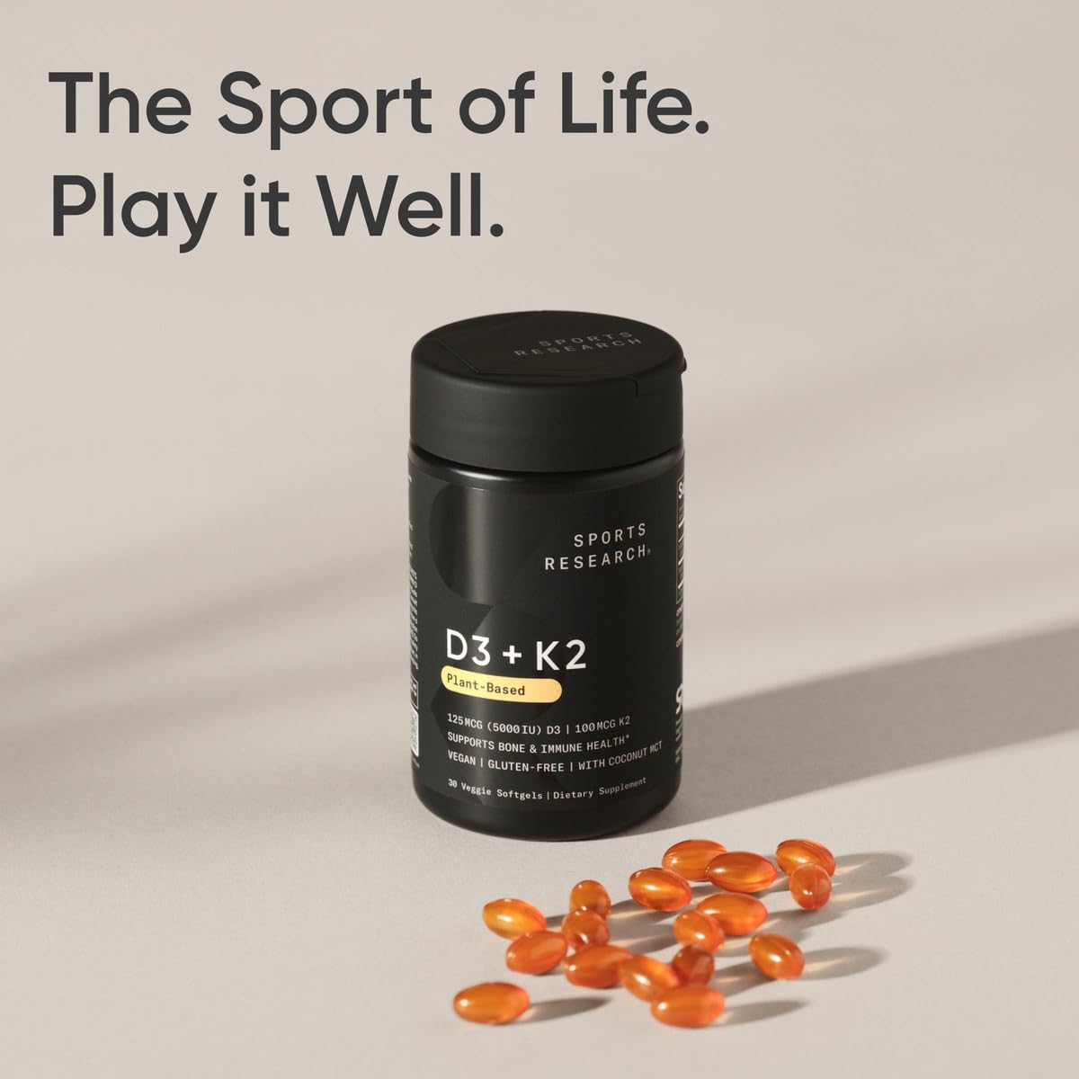 Suplemento Sports Research vitamina D3 5000 IU y K2 MK7