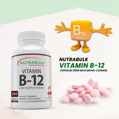 Suplemento sublingual vitamina B12 NutraBulk sabor cereza