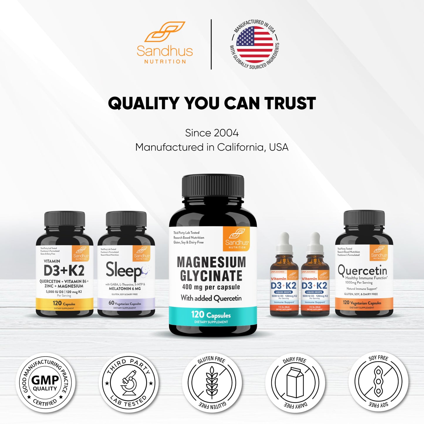 Suplemento para sueño y salud con magnesio y quercetina 120 cápsulas