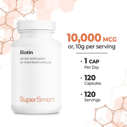 Suplemento Supersmart biotina vitamina B7 alta potencia