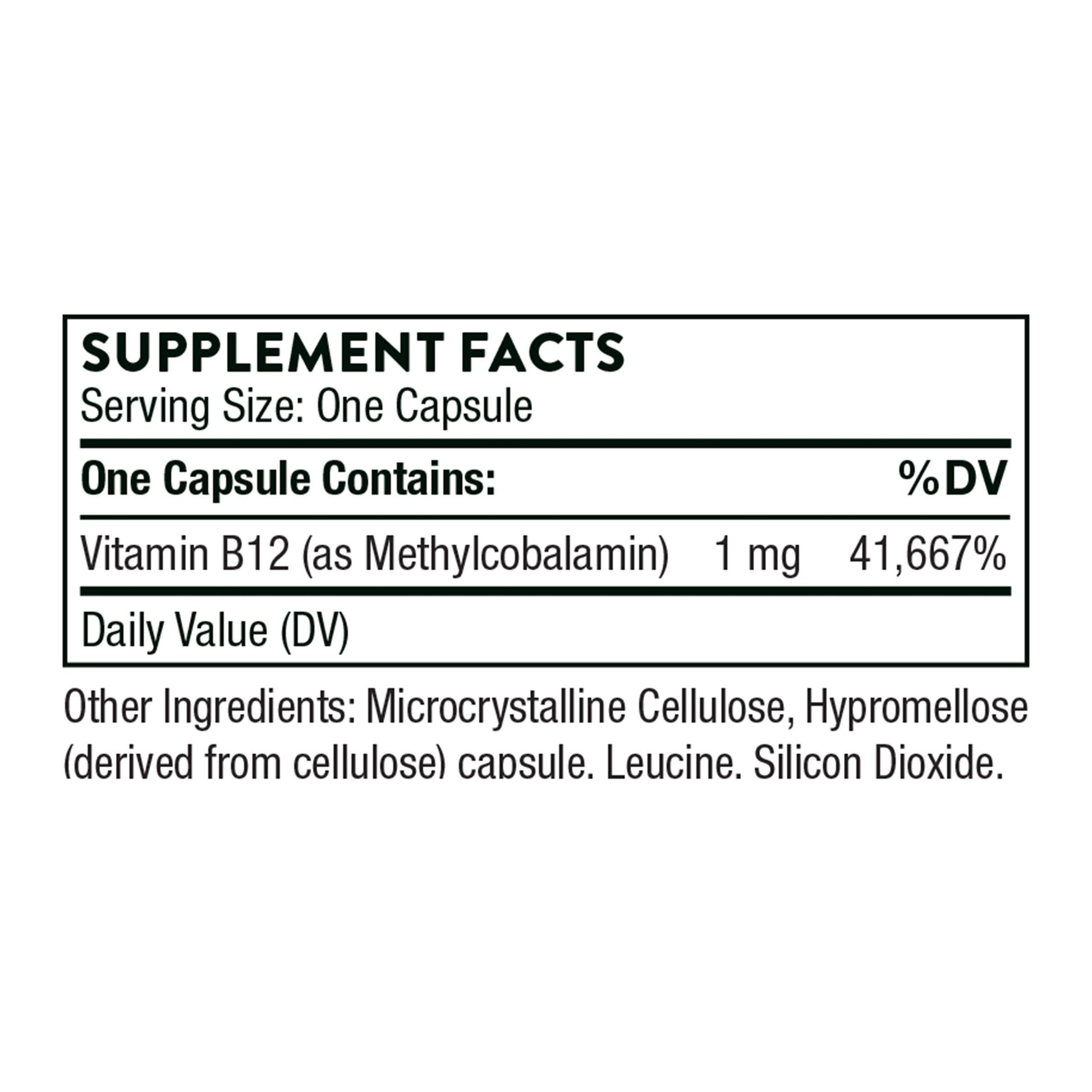 Suplemento Thorne vitamina B12 metilcobalamina sin gluten ni lácteos