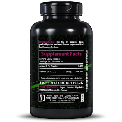 Suplemento tiamina Healthfare 500mg en cápsulas