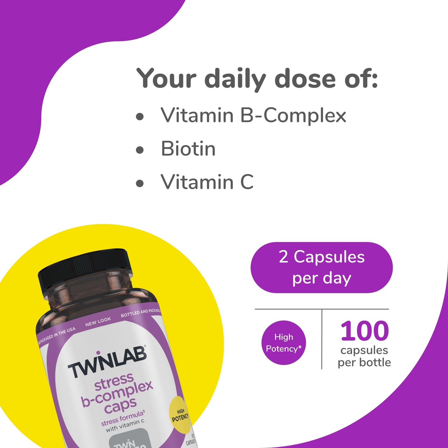 Suplemento Twinlab vitamina B para estrés y energía natural