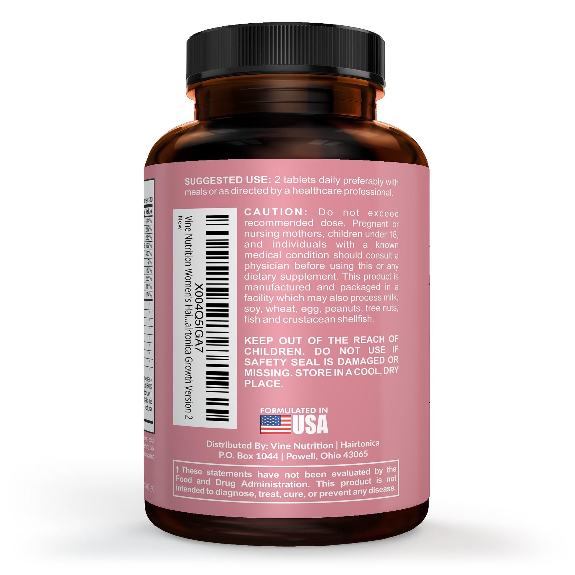 Suplemento para uñas y cabello Hairtonica Vine Nutrition 30 días