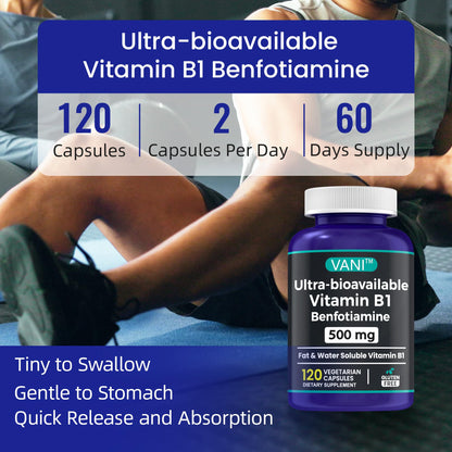 Suplemento VANI vitamina B1 500 mg con benfotiamina sin gluten