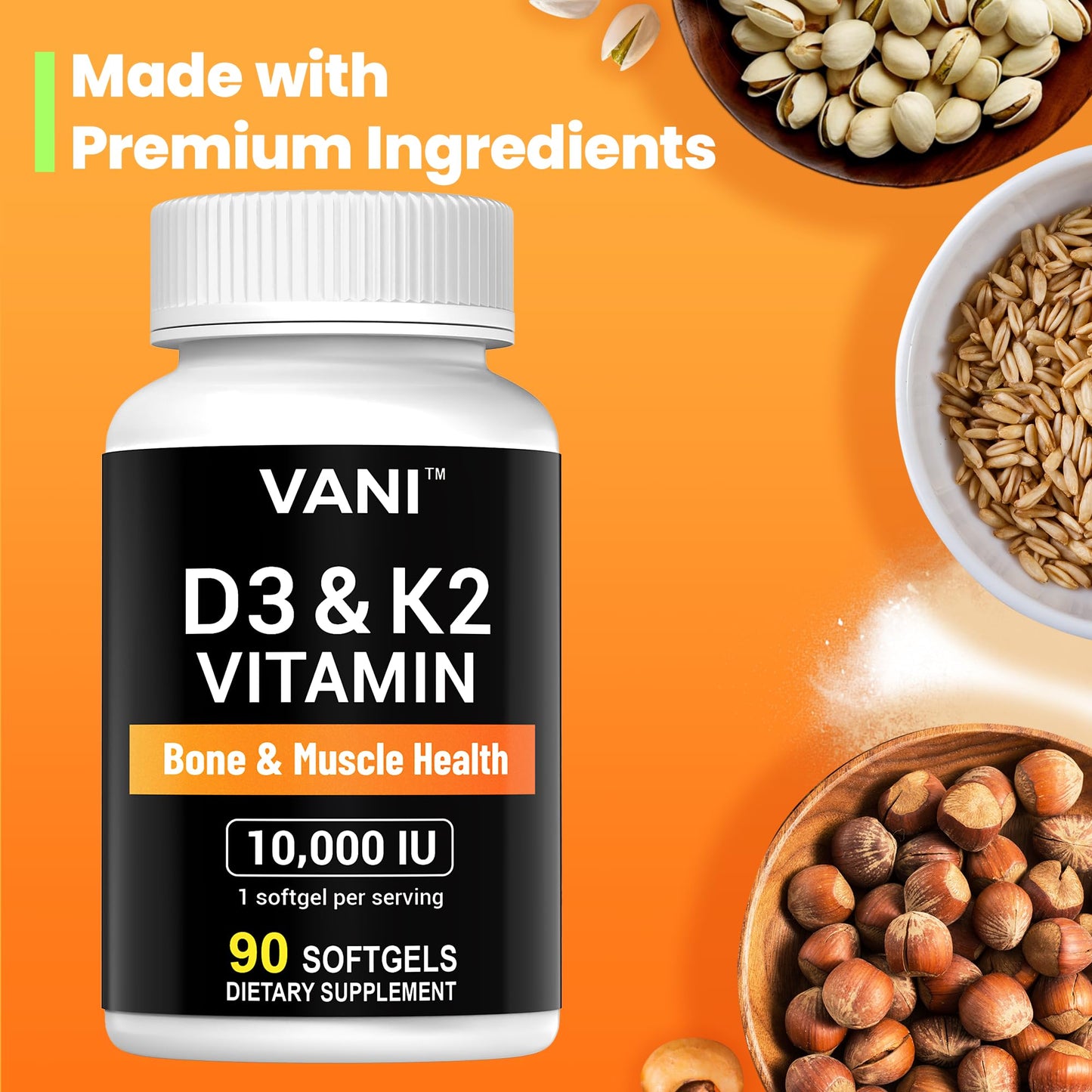 Suplemento VANI vitaminas D3 y K2 para salud integral