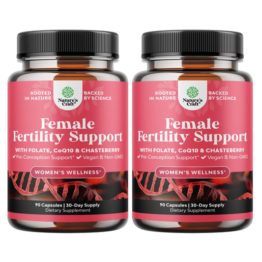 Suplemento vegano para fertilidad femenina caja frontal con etiqueta