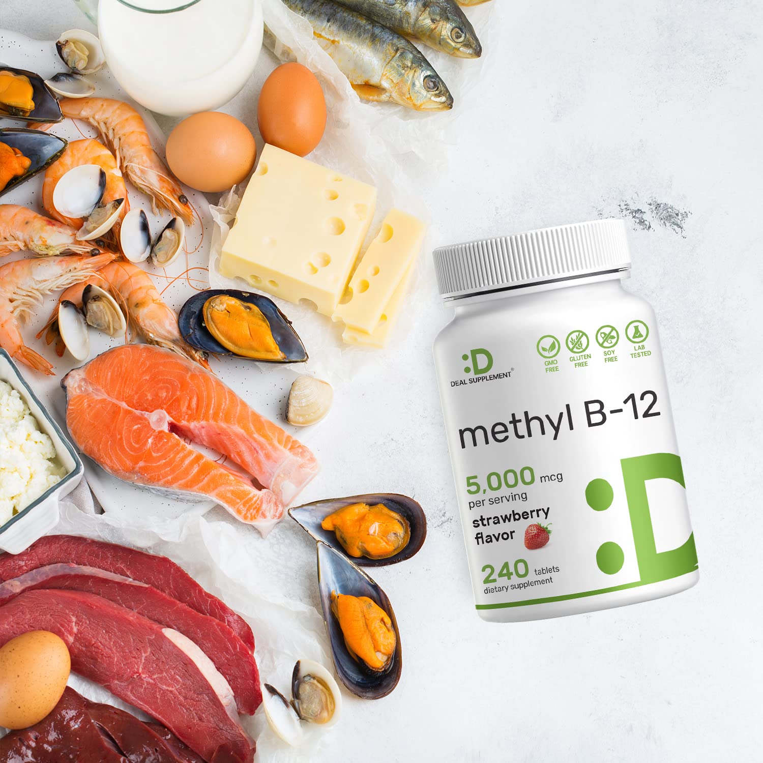 Suplemento vegano B12 en cápsulas masticables sabor fresa