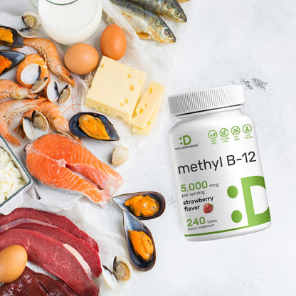 Suplemento vegano B12 en cápsulas masticables sabor fresa