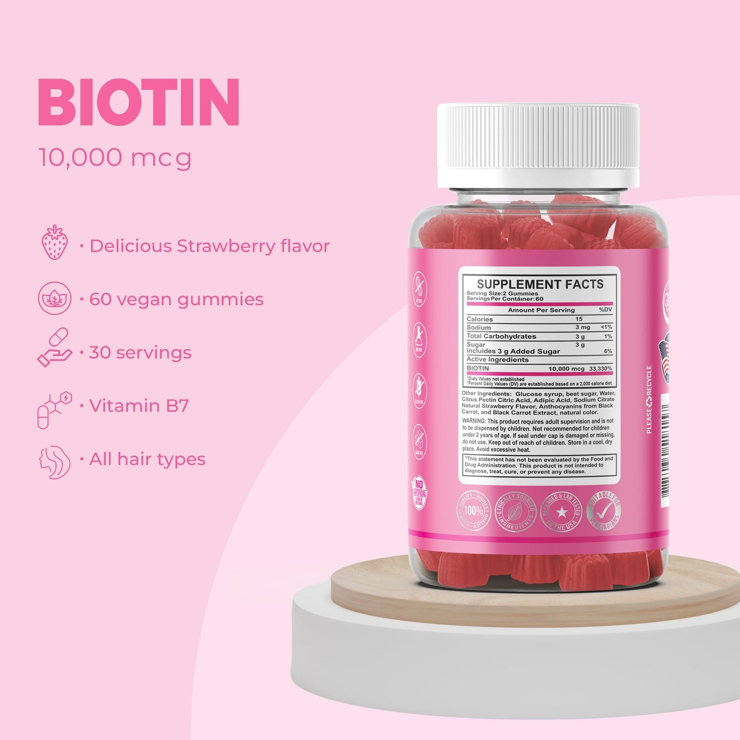 Suplemento vegano de biotina para piel radiante