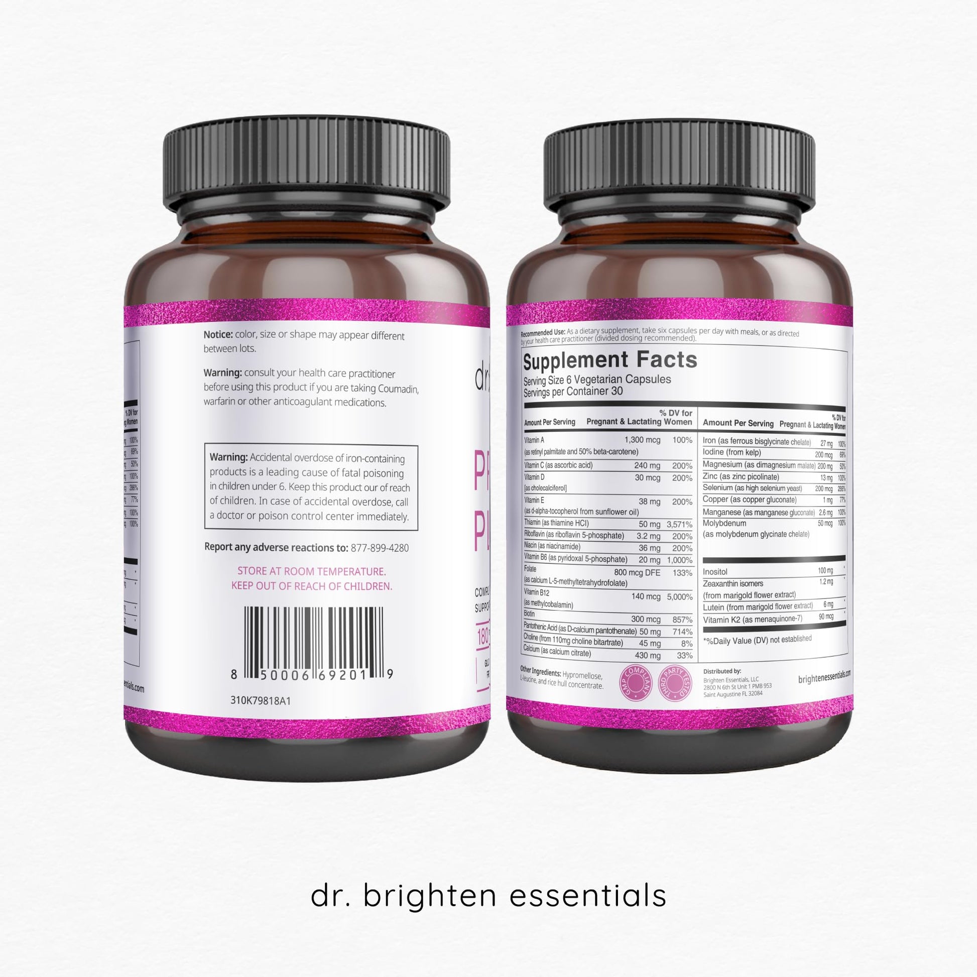 Suplemento vegano Dr. Brighten para embarazo y posparto
