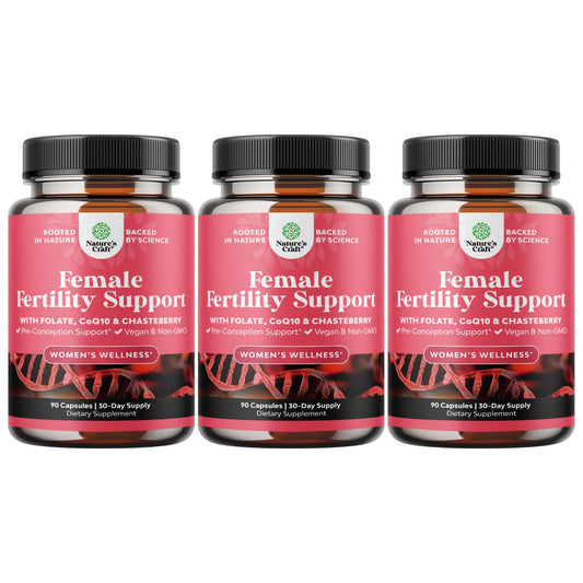 Suplemento vegano para fertilidad femenina Natures Craft 270 cápsulas