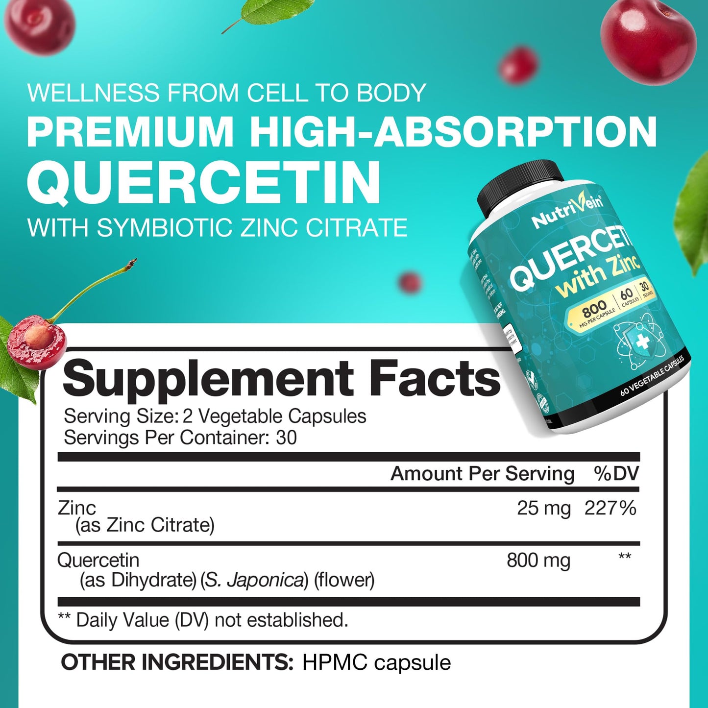 Suplemento vegano Nutrivein vitamina c y zinc quercetina