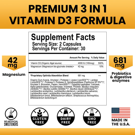 Suplemento vegano OPTIVIDA con vitamina D3 y magnesio