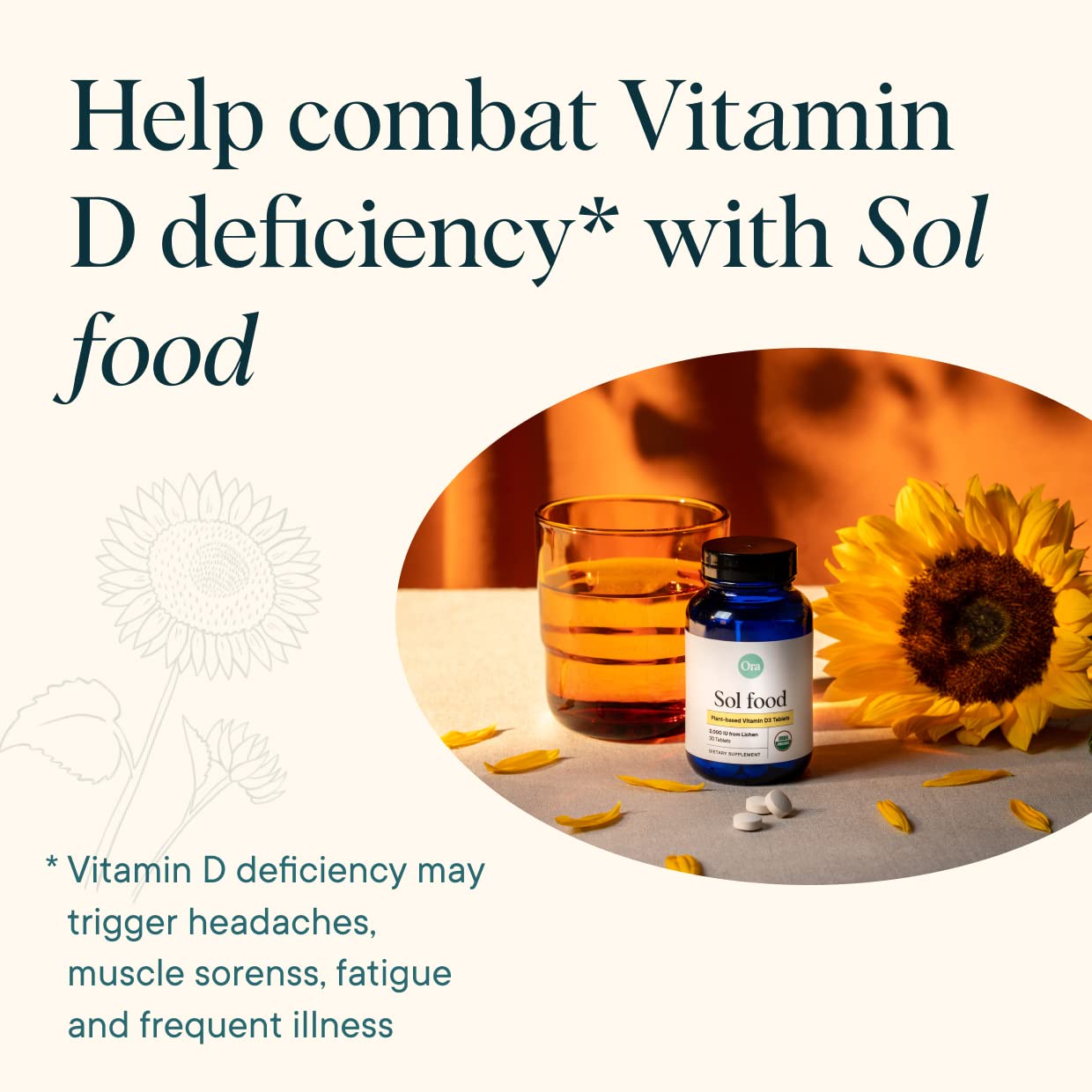 Suplemento vegano Ora Organic Vitamina D y K para salud ósea
