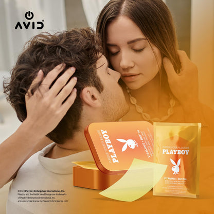 Suplemento vegano Playboy tiras orales de rápida disolución sabor fresa