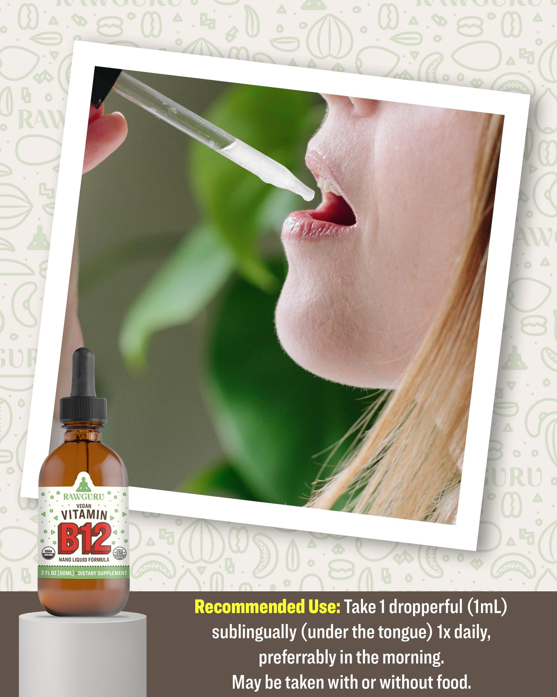 Suplemento vegano de vitamina B12 líquido con minerales de Utah RawGuru