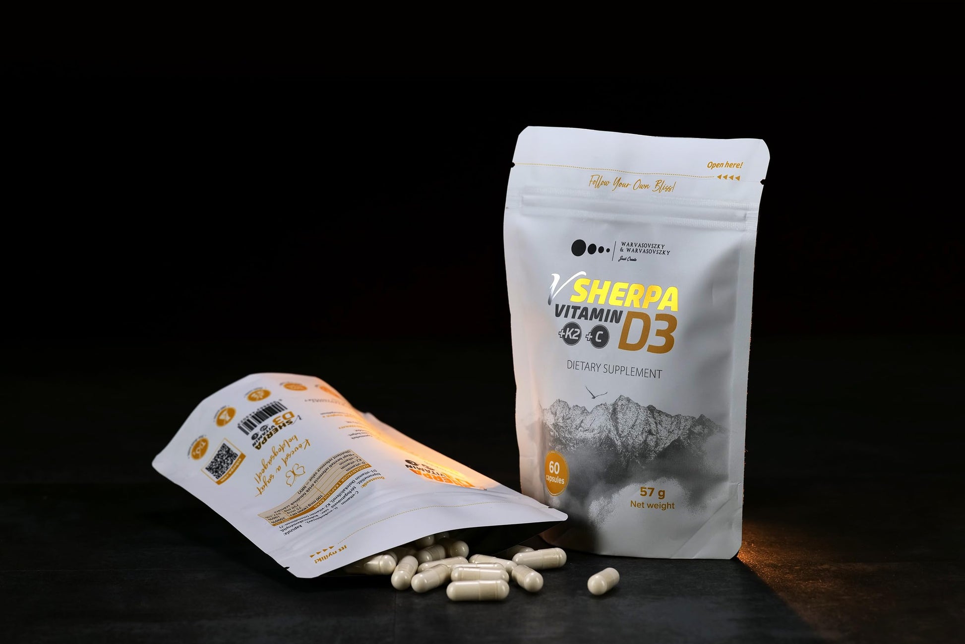 Suplemento vegano vSherpa vitamina d3 k2 y vitamina c 60 cápsulas