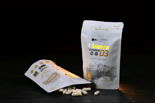 Suplemento vegano vSherpa vitamina d3 k2 y vitamina c 60 cápsulas