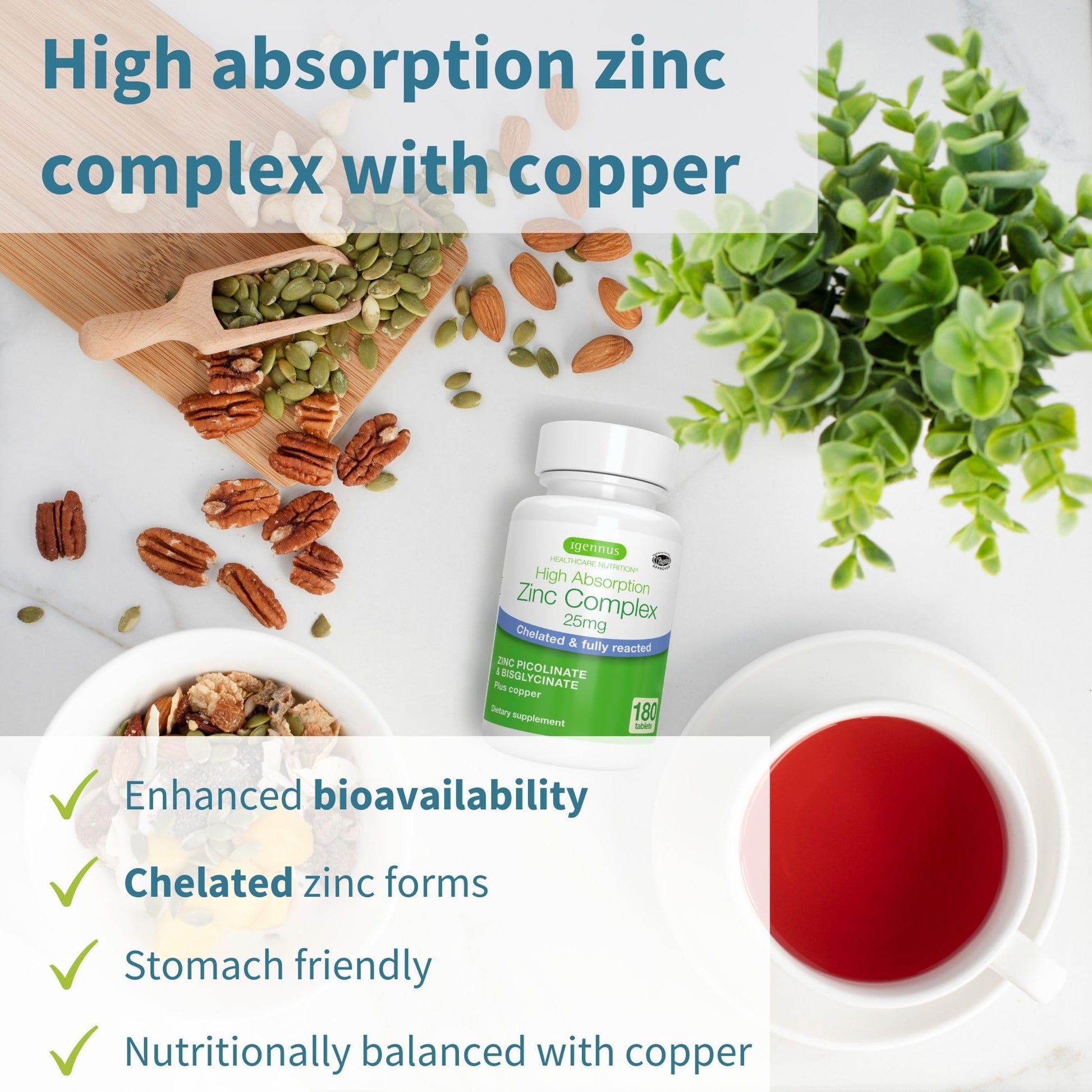 Suplemento vegetariano vitamina D3 zinc cobre Igennus