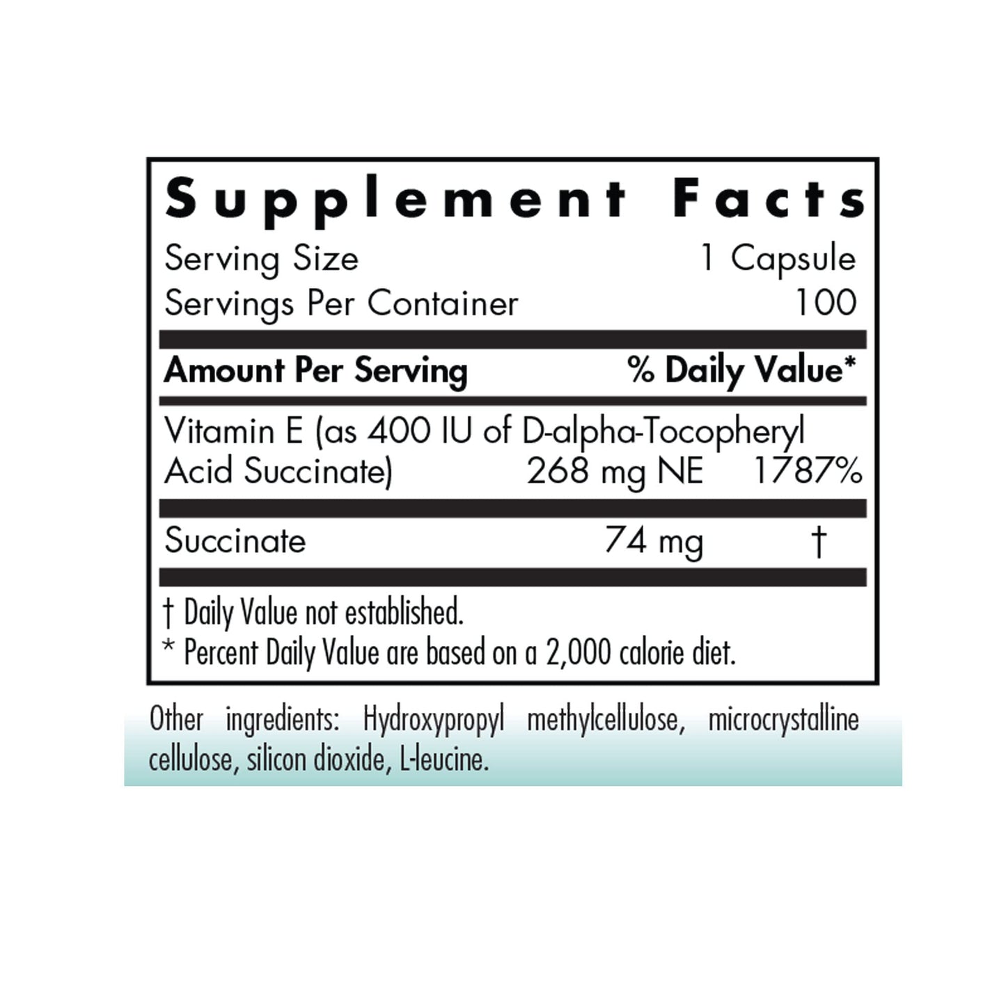 Suplemento vegetariano vitamina E Nutricology 100 cápsulas