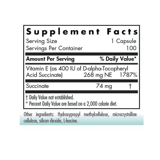 Suplemento vegetariano vitamina E Nutricology 100 cápsulas