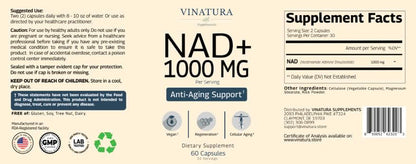 Suplemento VINATURA NAD 1000mg para anti envejecimiento