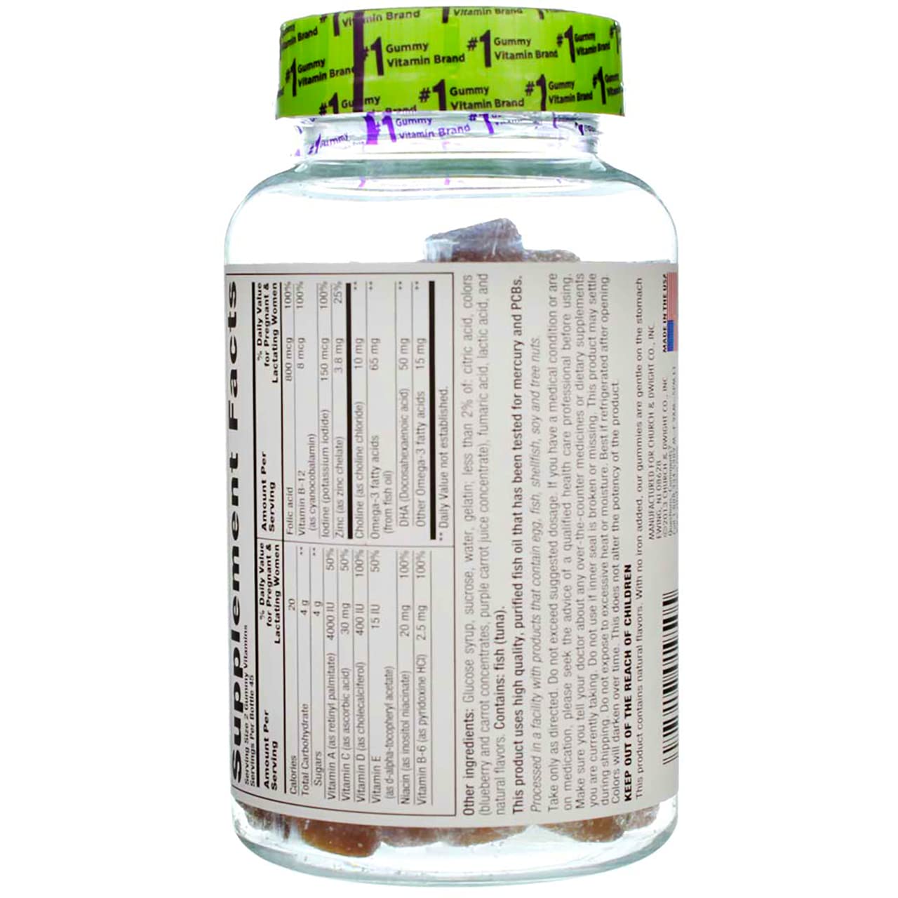 Suplemento Vitafusion PreNatal gomitas sabor limón y frambuesa