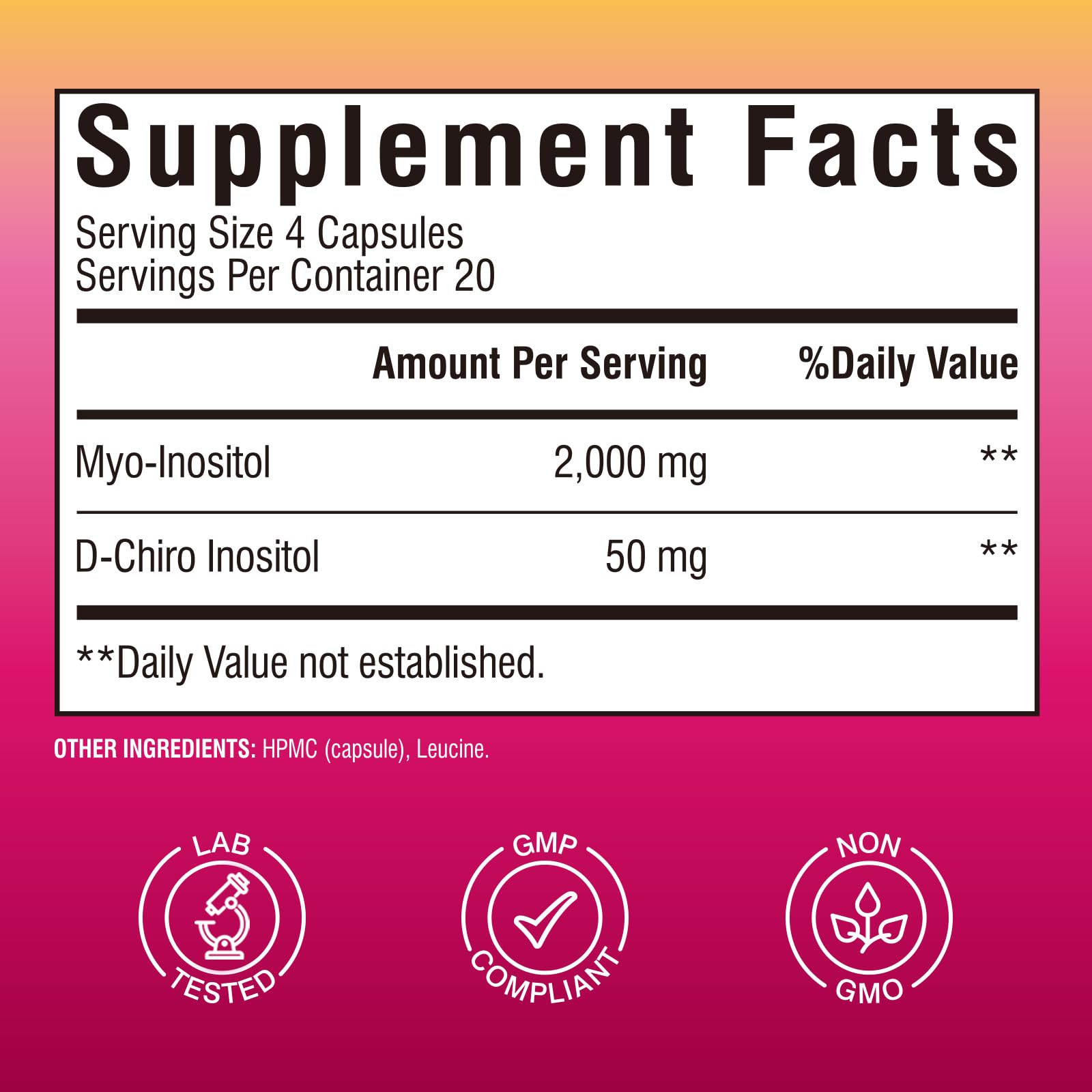 Suplemento Vitalibre inositol sin ingredientes artificiales ni alérgenos