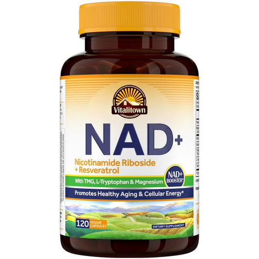 Suplemento Vitalitown NAD+ de 120 cápsulas, con Resveratrol