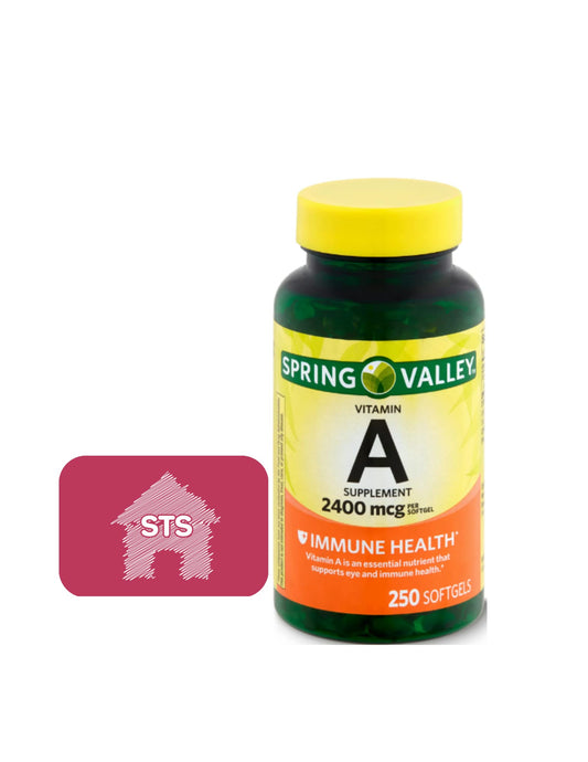 Suplemento vitamina A Spring Valley 2400 mcg paquete de 250 cápsulas
