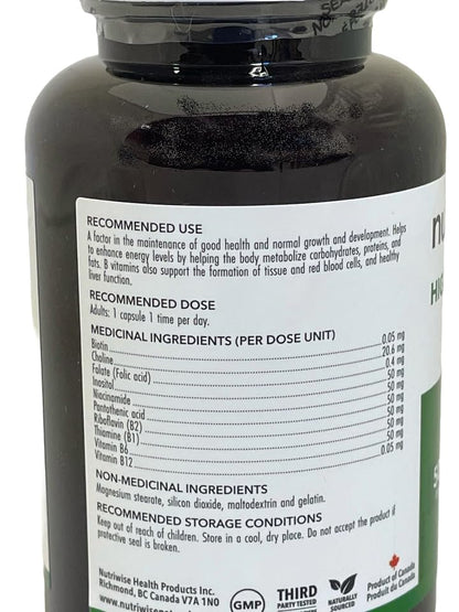 Suplemento vitamina B NutriWise 90 cápsulas alta calidad