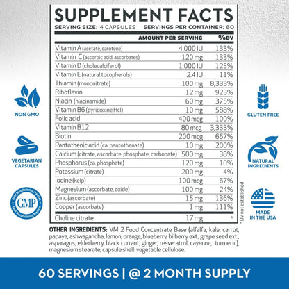 Suplemento vitamina b vitanminerals 2bg+ 120 cápsulas vegetales