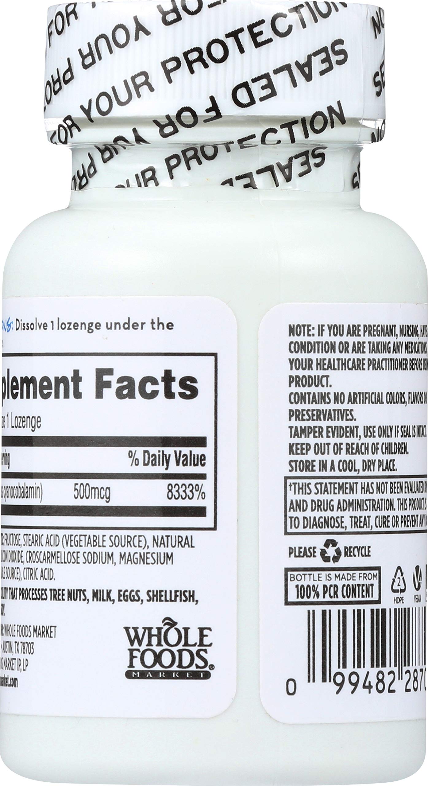 Suplemento vitamina B12 500 mcg 100 tabletas para chupar
