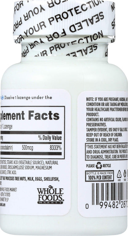 Suplemento vitamina B12 500 mcg 100 tabletas para chupar