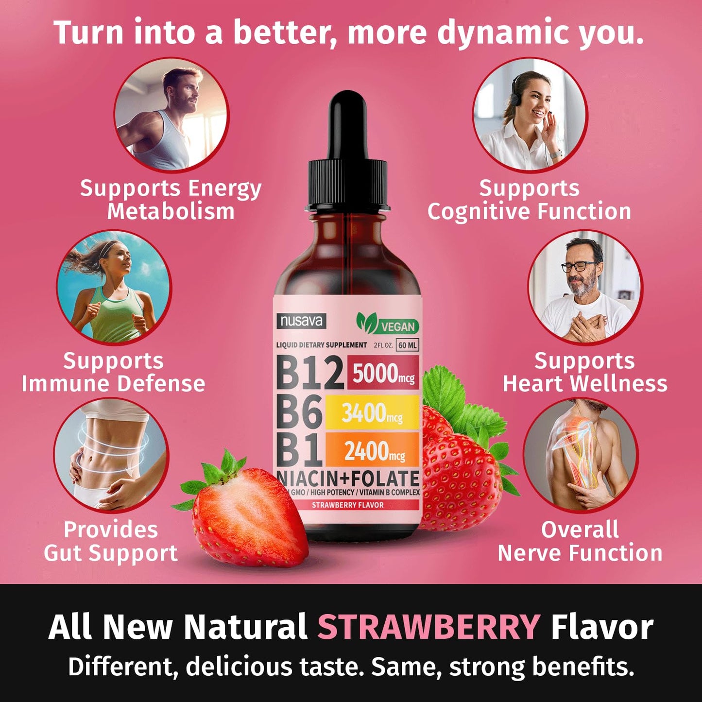 Suplemento vitamina B12 B6 orgánico sin rellenos NUSAVA