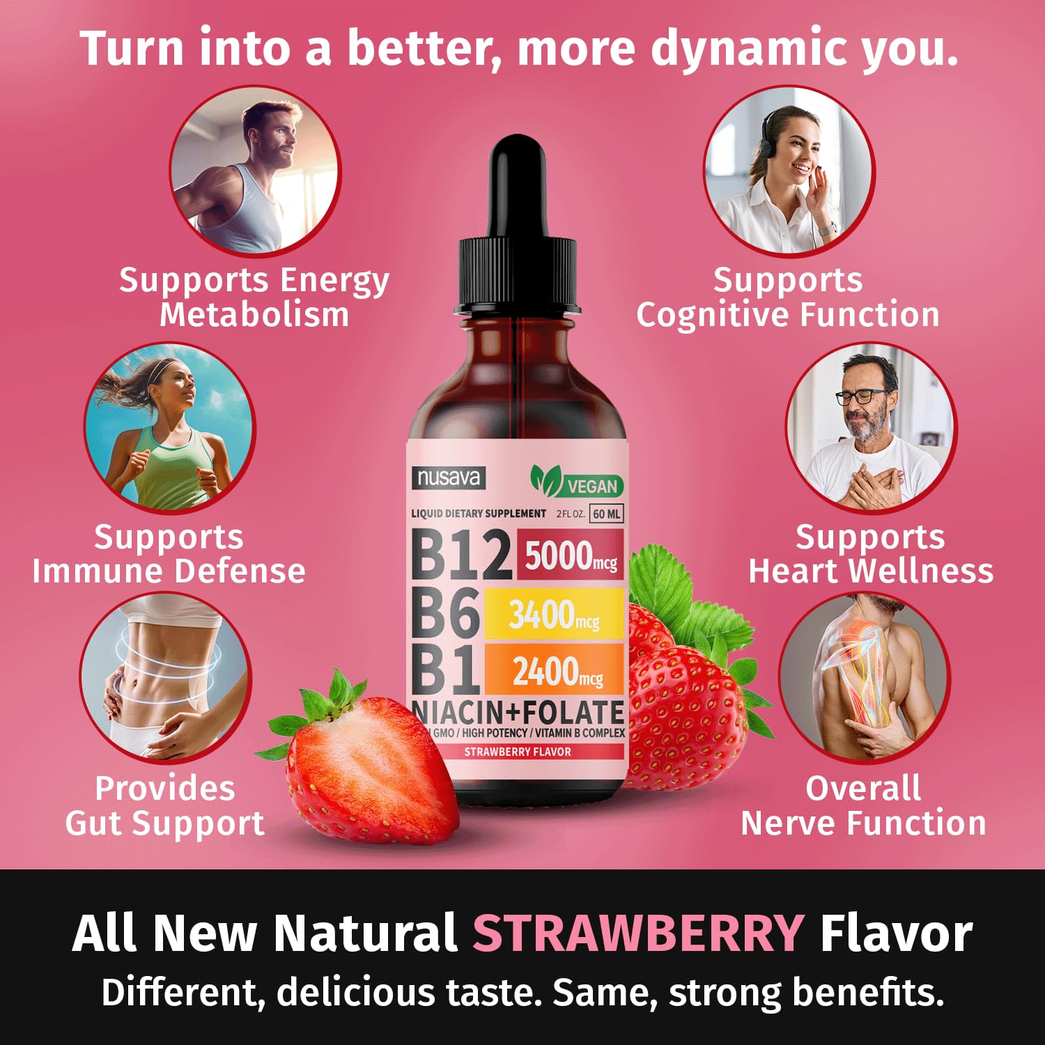 Suplemento vitamina B12 B6 orgánico sin rellenos NUSAVA