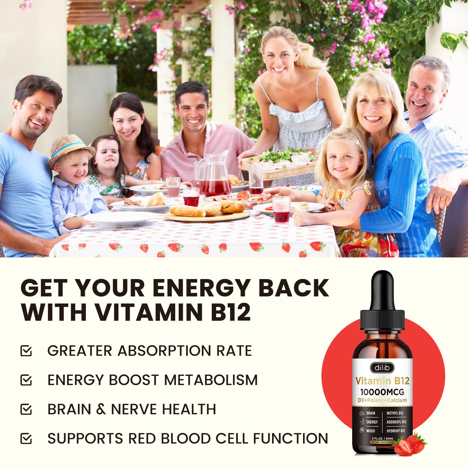 Suplemento vitamina b12 dilib triple mezcla para energía
