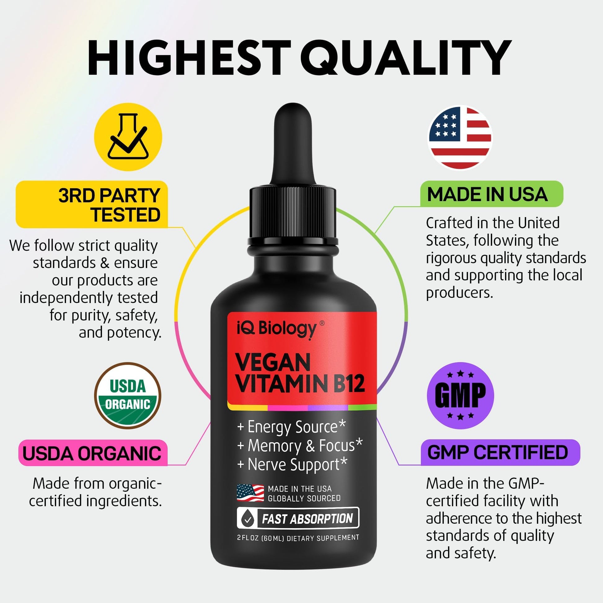 Suplemento vitamina B12 extra fuerza para hombres y mujeres veganos