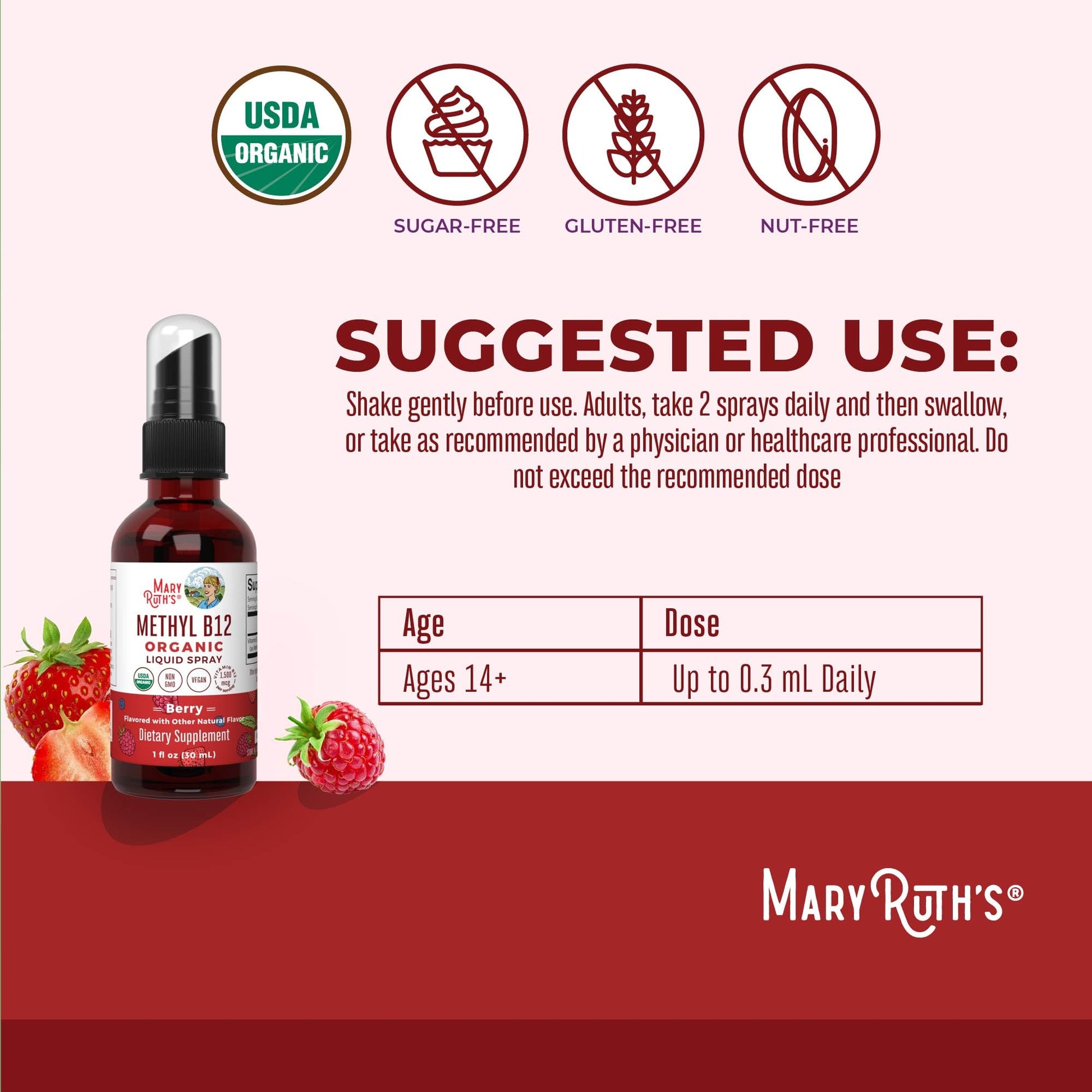 Suplemento vitamina b12 líquida vegana maryruth