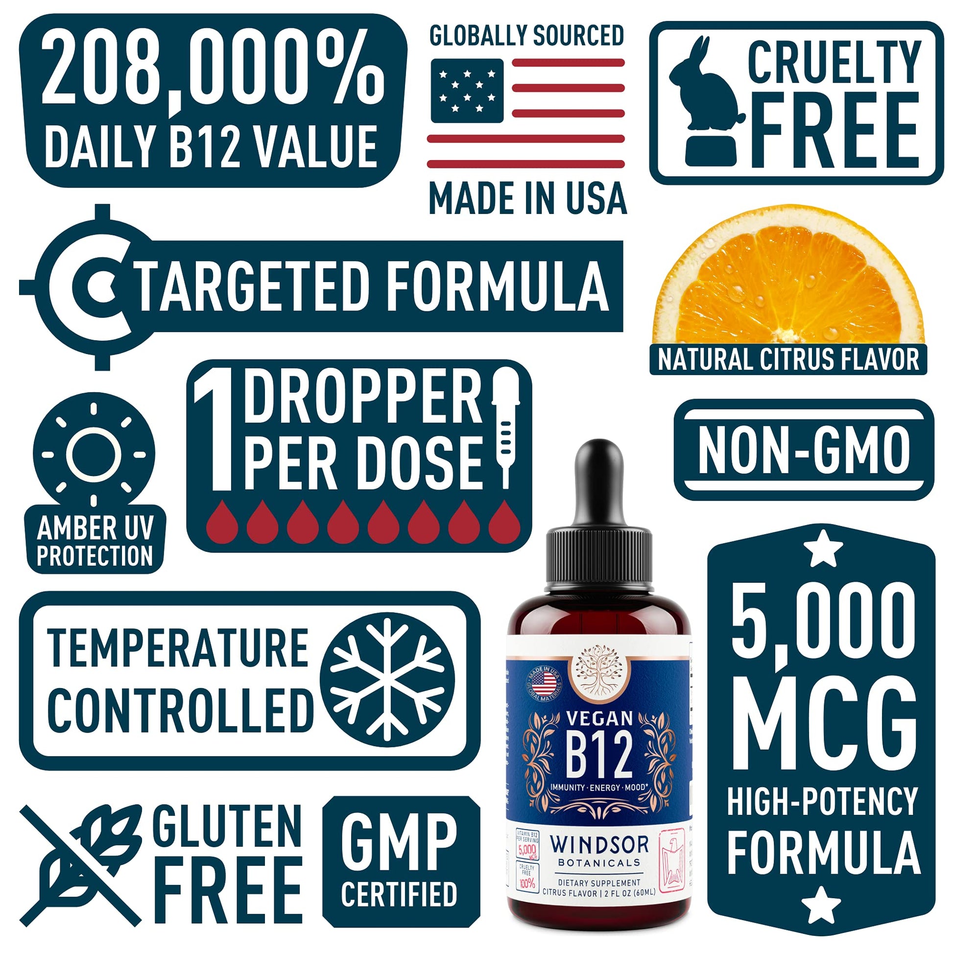 Suplemento vitamina B12 líquida vegana rápida absorción