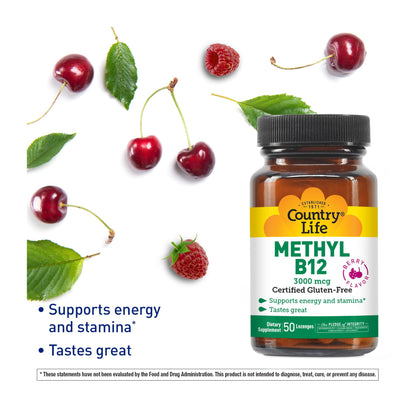 Suplemento vitamina B12 metilcobalamina en pastillas Country Life